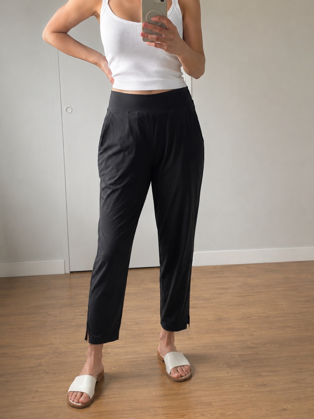 Athleta Brooklyn Mid Rise Ankle Pants Black Stretch Pull On Size 14
